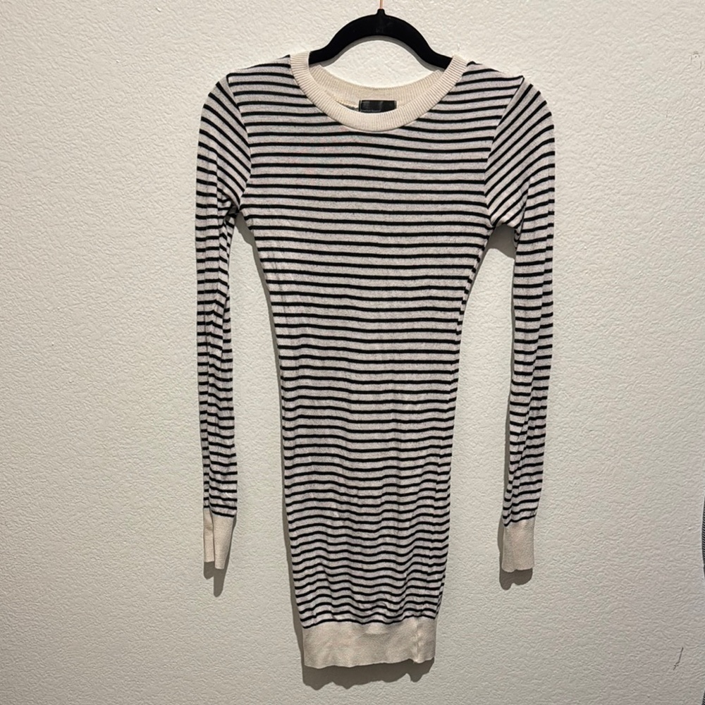 American Apparel Black and White Ribbed Long Sleeve Dress